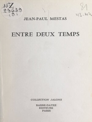 cover image of Entre deux temps
